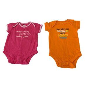 2 Piece Lot Bodysuits Girls Infant Baby Sz 3 months Short Sleeve Carters Pink Fa
